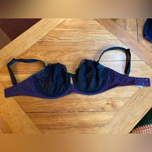 Change Lingerie 28H/60H black and purple lace balconette bra